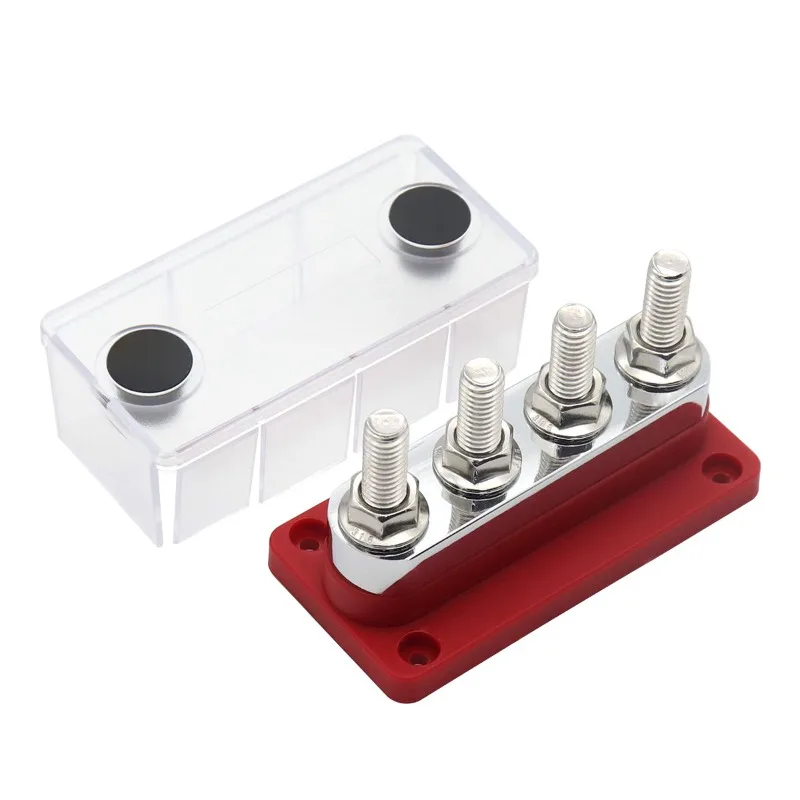 RV yacht busbar 4-position 600A high current Bus Bar copper bolt negative terminal busbar red black busbar