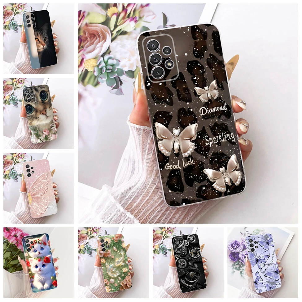 Transparent For Samsung A53 5G Case Cover Cute Luxury Flowers Cool Painted Soft Phone Casing For Samsung Galaxy A53 5G SM-A536B