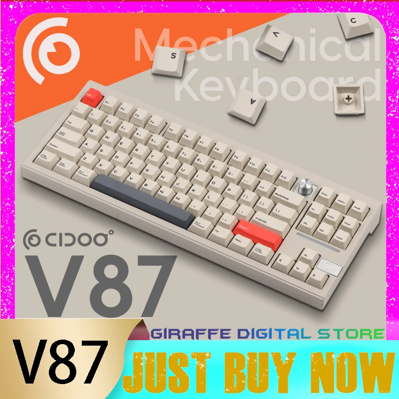 

Cidoo V87 Pro Mechanical Keyboard Aluminum Alloy Multi-function Knob Bluetooth Three Modes Gaming Keyboard PC Gamer Accessories