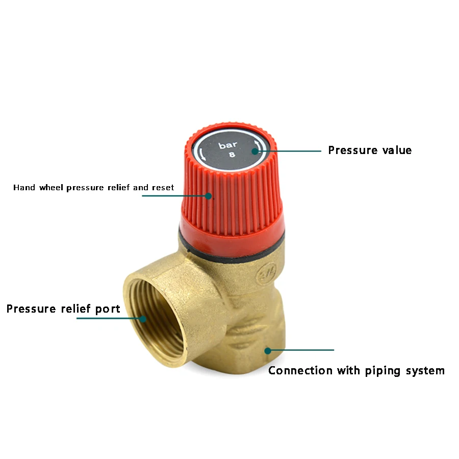 Brass Safety Valve Drain Relief Switch For Solar Water Heater 1/2\