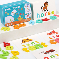 Kids Wooden Puzzle Cartoon Animal See & Spell Learning Toys Alphabet Sight Words & Matching Letter Games Gift for Kids Toy