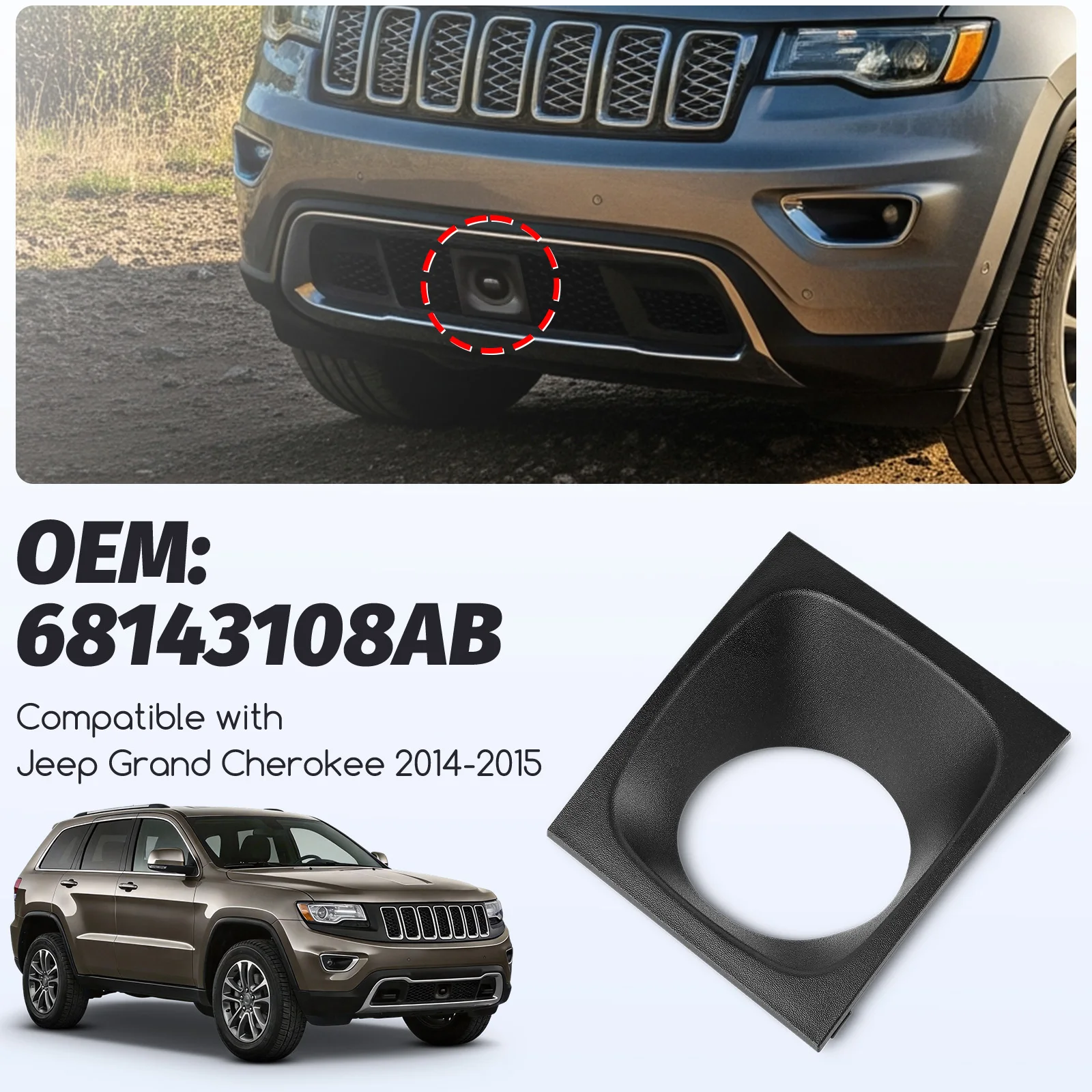 For Jeep Grand Cherokee 2014-2015 Car Front Adaptive Cruise Control Bezel Cover Front Bumper Center Bezel 68143108AB
