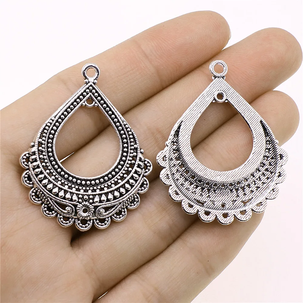 Wholesale 50pcs/bag 35x43mm Drop-Shaped Porous Chandelier Earring Connectors Jewelry Findings For Jewelry Making