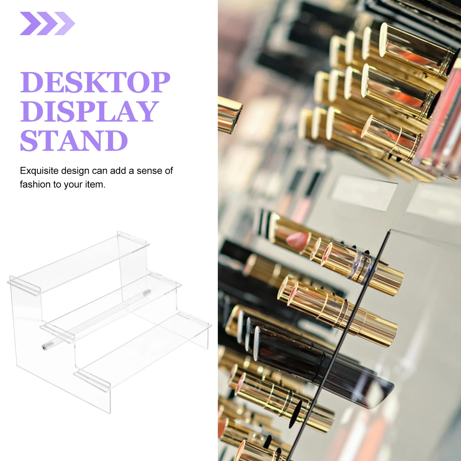 

Desktop Display Stand Clear Acrylic 3-Tier Organizer Rack Multi-Layer Storage for Lipstick Perfume Makeup Holder