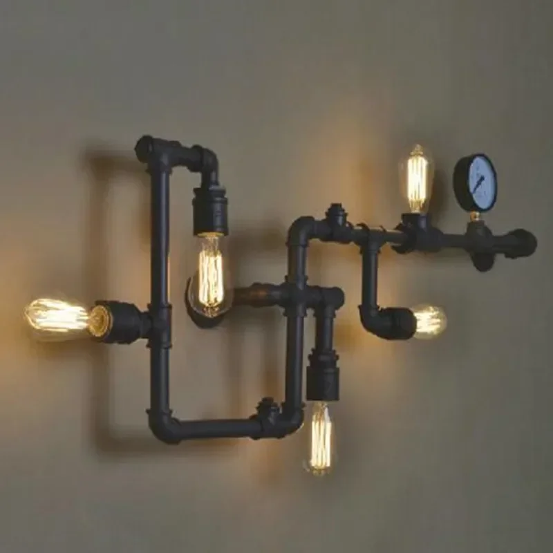 Creative Ancient Water Pipe Wall Lamp Sconce American Vintage Industrial Light Fixtures Bar Coffee Home Decor Apliques Pared