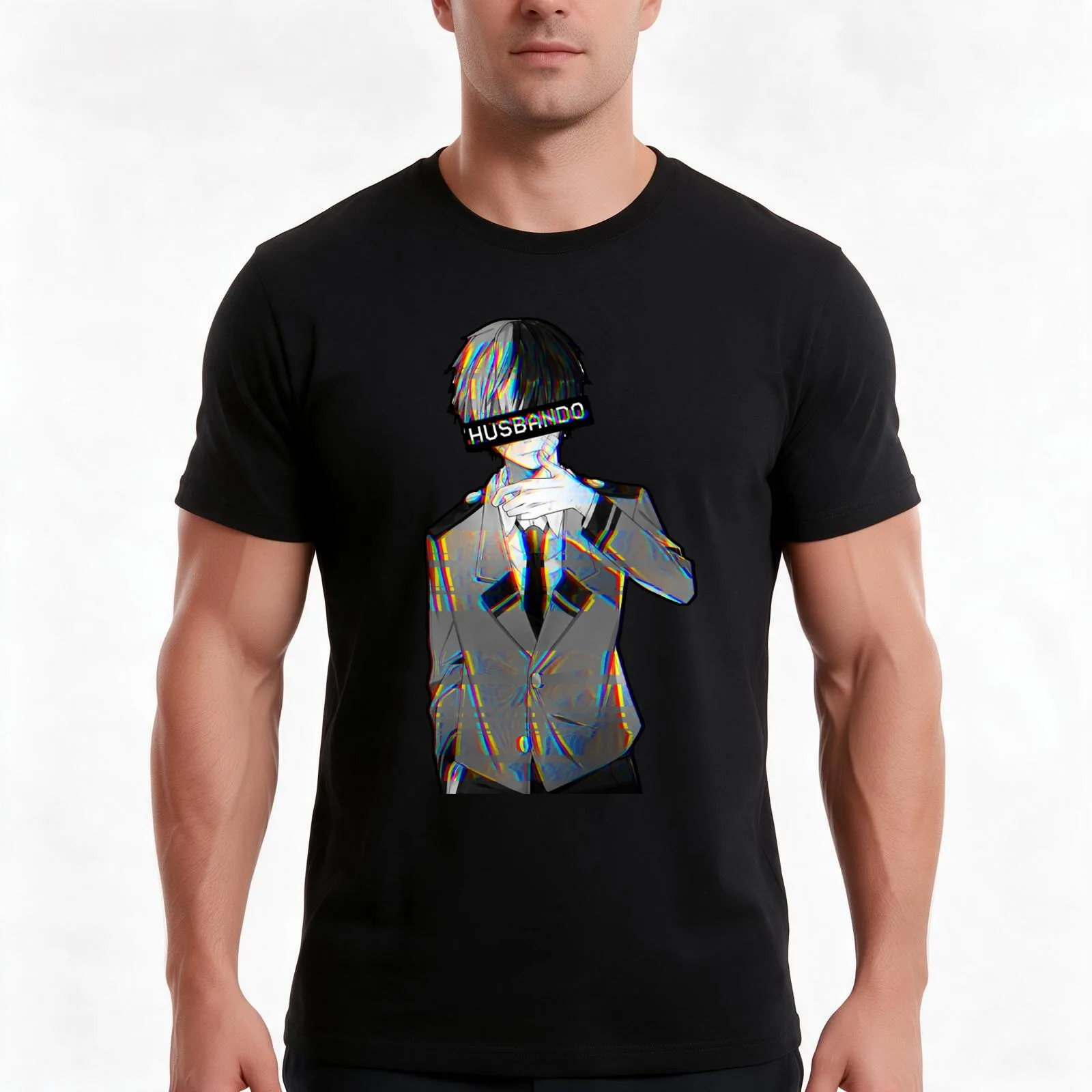 Husbando Todoroki T-Shirt, Summer Casual Cotton Tee, Oversized Streetwear Tops, Vintage Graphic Print, Loose Fit Short Sleeve