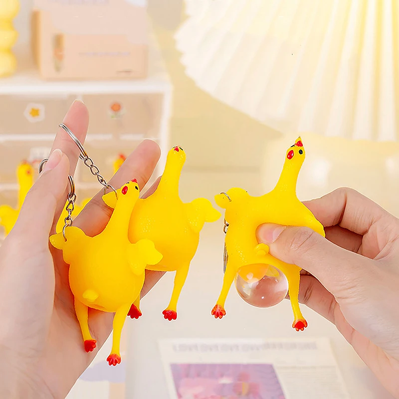 Creative Funny Squeeze Egg Chicken Toy Keychain Decompression Antistress Toy For Children Spoof Tricky Gadgets Toy Kids Gift