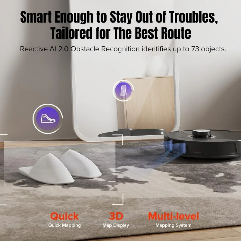 roborock S8 MaxV Ultra Robot Vacuum & Sonic Mop, การดูด 10,000 Pa, การทําความสะอาดล้ําลึกแบบมุมถึงขอบ, การอบแห้งด้วยตนเองด้วยลมร้อน