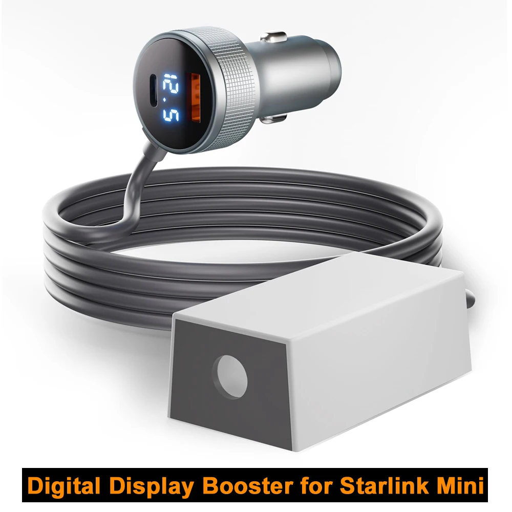 Digital Display Boost Adapter for Starlink Mini 12V to 12-36V Power Converter with LED Display for Starlink Mini Accessories