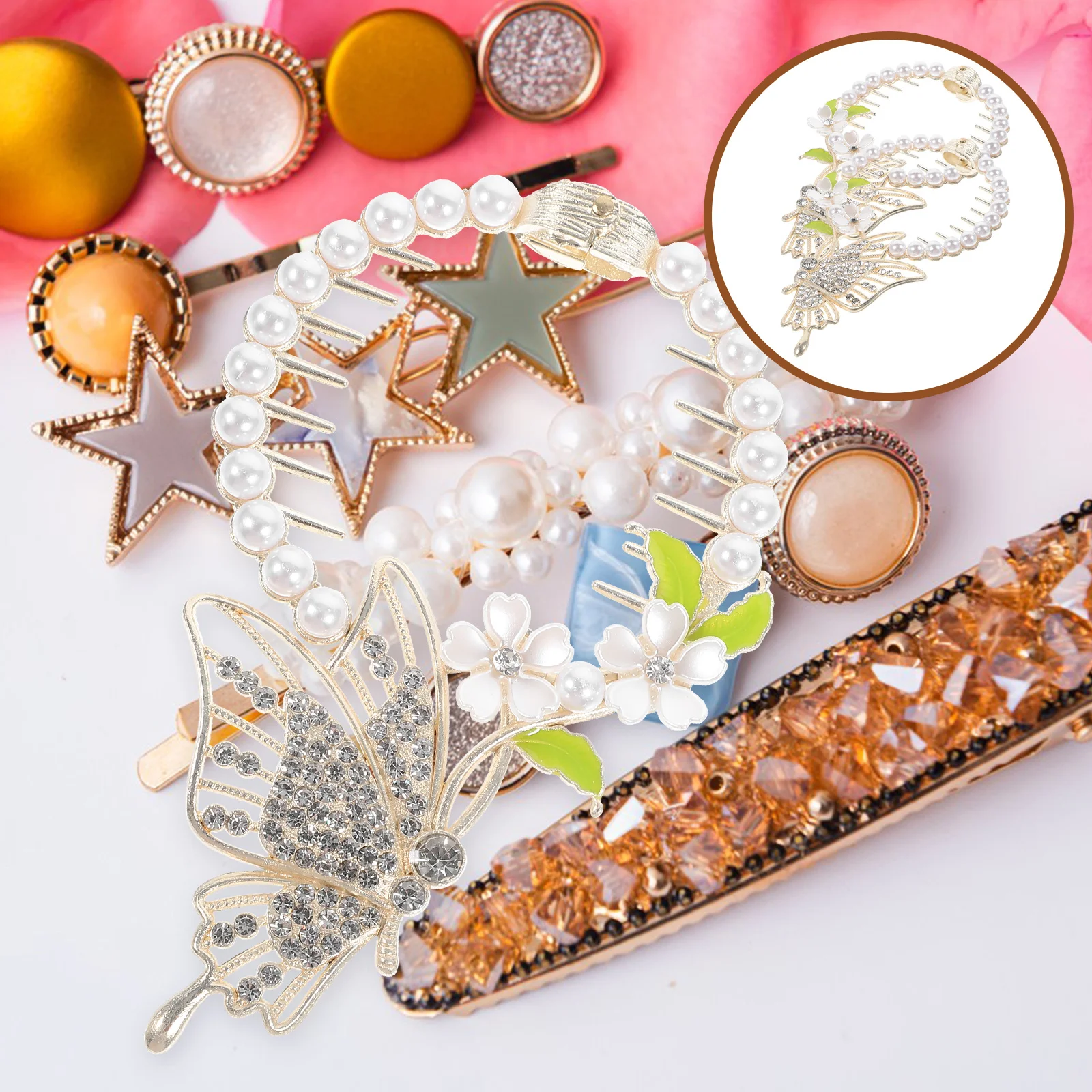 

2Pcs Hair Clips Flower Small Clips for Women Ponytail Buckles Cute Daily Wear Hair Accessories