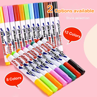 8/12Pcs Color Floating Pen for Water Painting Water Floating Pen Erasable Whiteboard Pen Stationery School Office Supplies