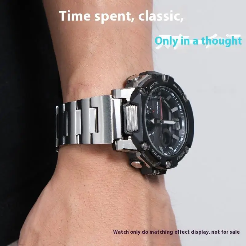 Accesorios de correa de reloj de acero inoxidable sólido para Casio G-SHOCK corazón de acero pulsera de GST-B300 banda de Metal modificada gst-b300