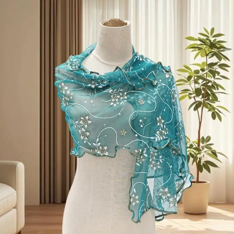 

Y3NE Premium Polyester Scarf Shawl Floral Edges Perfect For Professional Outfit