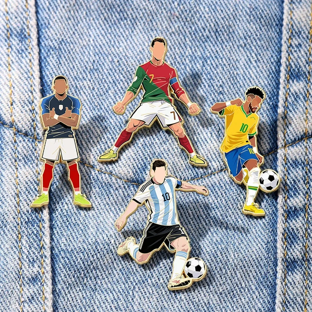 4 PCS 7th Football Player Enamel Brooch Goalkeeper Creative Design Sport Metal Badge Clothe Punk Lapel Pin Jewelry Friend Gift