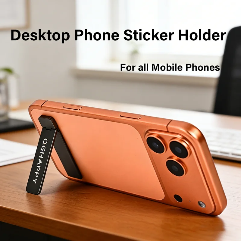 Telefonhalter aus Metall, selbstklebende Telefonständerhalterung, ultradünn, unsichtbar, faltbar, Desktop-Handyhalter