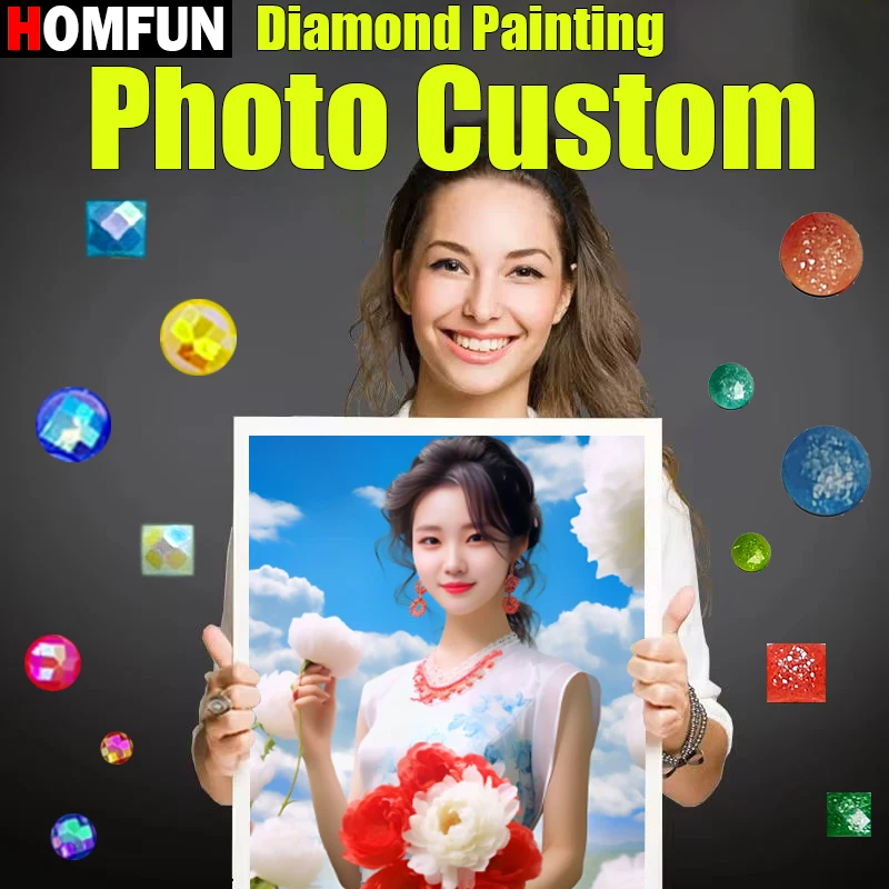 HOMFUN Photo Custom Diamond Painting Full Square Round Resin Drill Artwork personalizza diamante ricamo fatto a mano 5D regalo fai da te