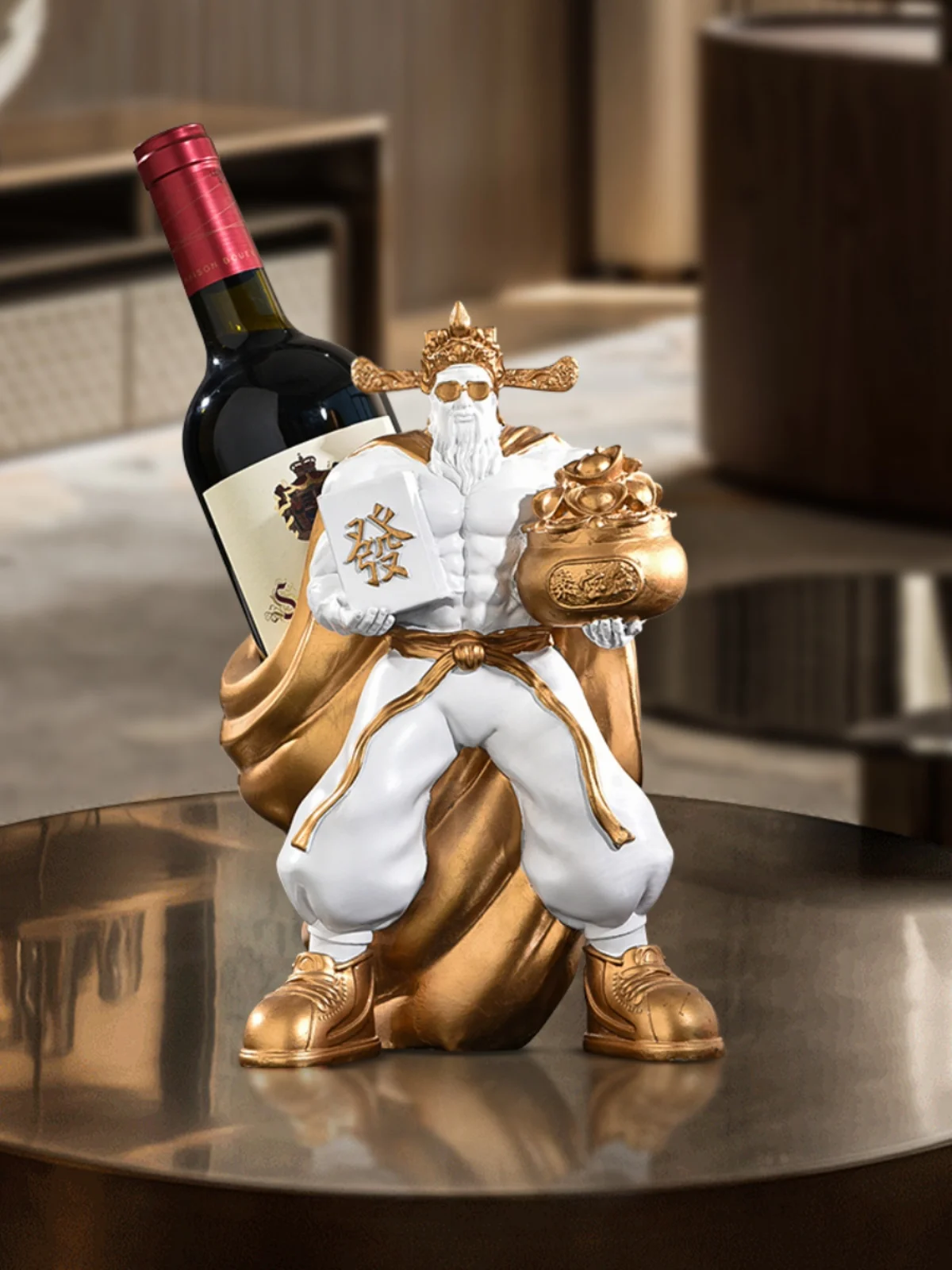 

Muscle God of Wealth Wine Rack Ornament Living Room TV Edge Wine Cabinet Store Front Desk Decoration Opening Gift