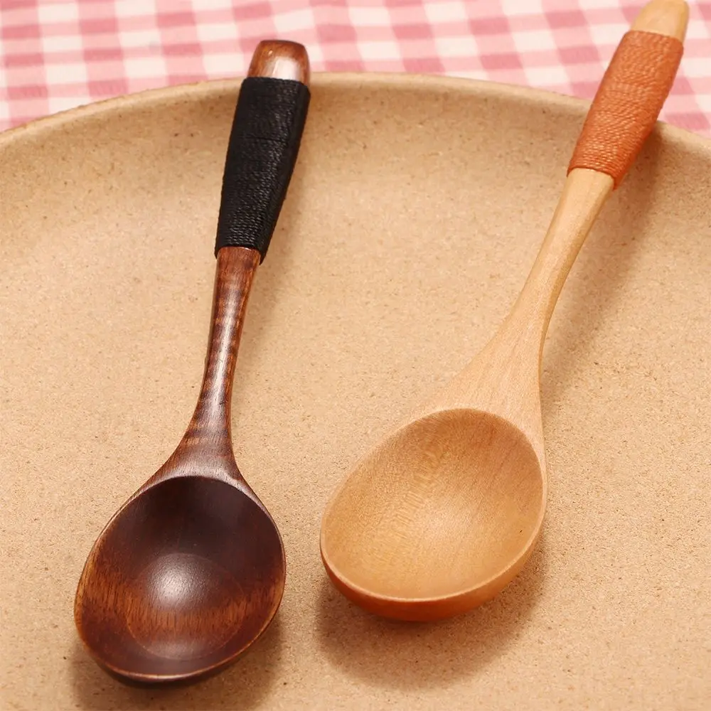 Wooden Natural Kitchen Supplies Soups Cereal Rice Fork Spoon Tableware Dinnerware Sets