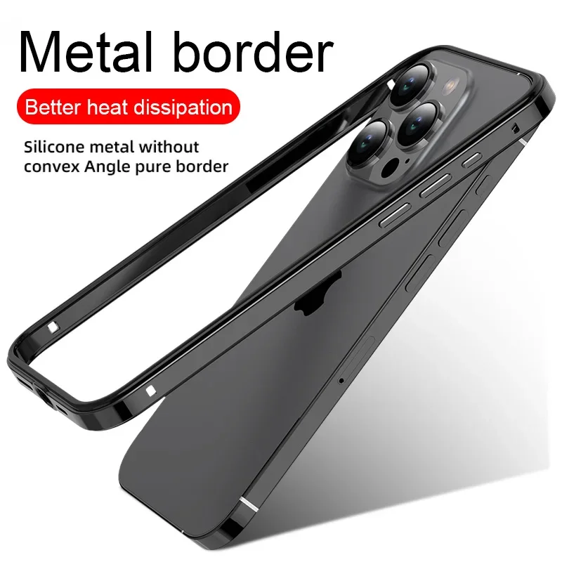 

Hybrid Silicone Frame Aluminum Metal Phone Case For iPhone 15 Pro Max 14 13 12 Better Heat Bumper