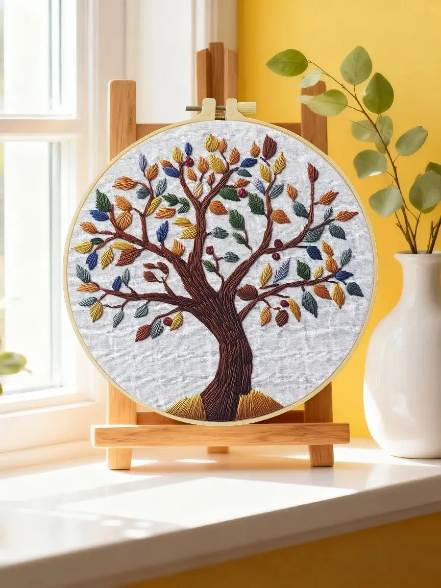 1 Stück 20X20CM/15X15CM 7,87/6,3 Zoll Die Ansicht vor der Tür Stickerei Starter-Kit DIY-Kit DIY-Stickerei-Set Handarbeiten – Detail 6