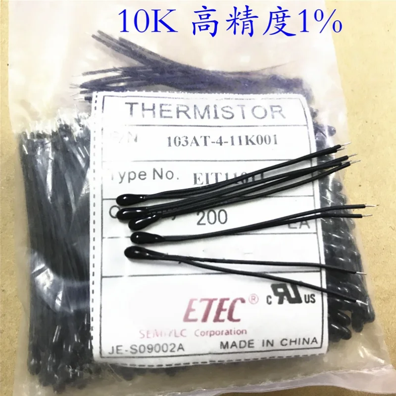 

10PCS 103AT-4 SEMITEC NTC Thermistor 10K High Accuracy 1% 103 3435K Black Head