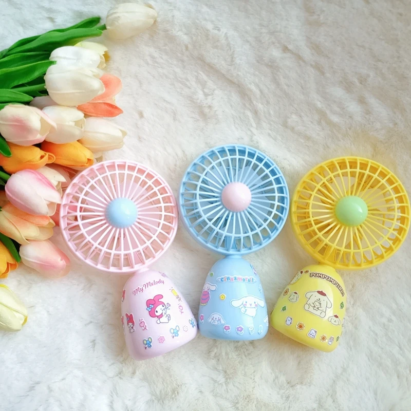 Kawaii Sanrio New Summer Fan Cartoon Cinnamoroll Pachacco Mymelody Handheld Fan Portable Must-Have for Picnics Usb Interface