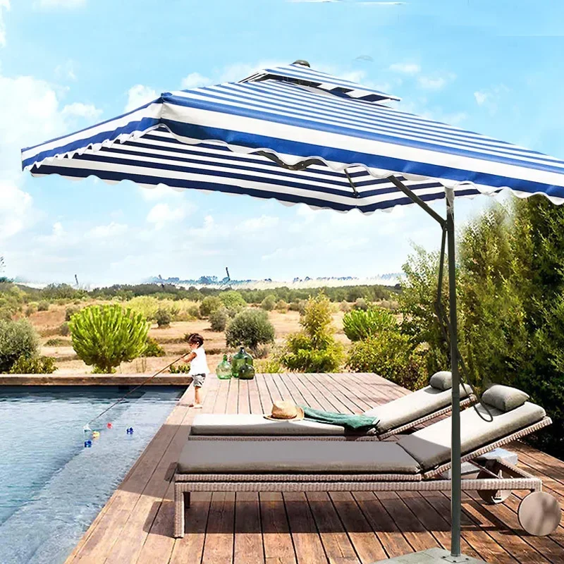 

2026 Outdoor Beach Umbrella 2.5M Hanging Double Layer Small Roma Umbrella Cantilever Garden Patio Sun Parasol Restaurant
