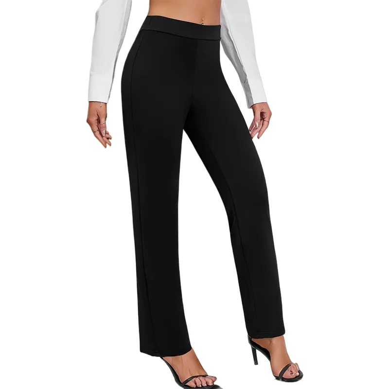 

2026 Plus Size Women Elastic Waist Straight Pants Hide Belly