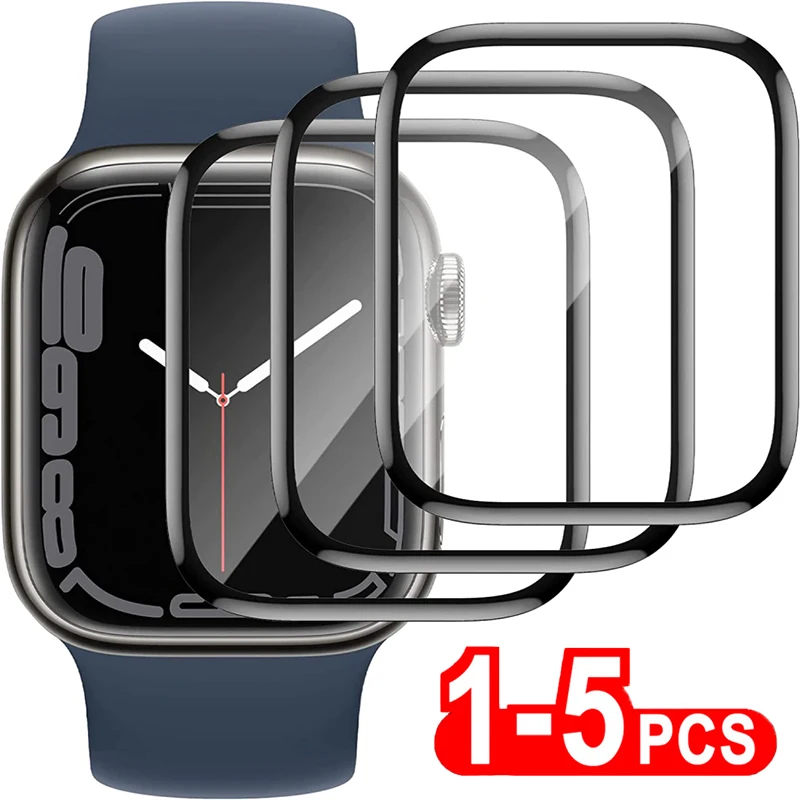 9D Curved Soft Tempered Glass for Apple Watch Ultra 9 8 7 Screen Protector for iWatch Series 49mm 45mm 41mm 44mm 40mm 42mm 38mm
