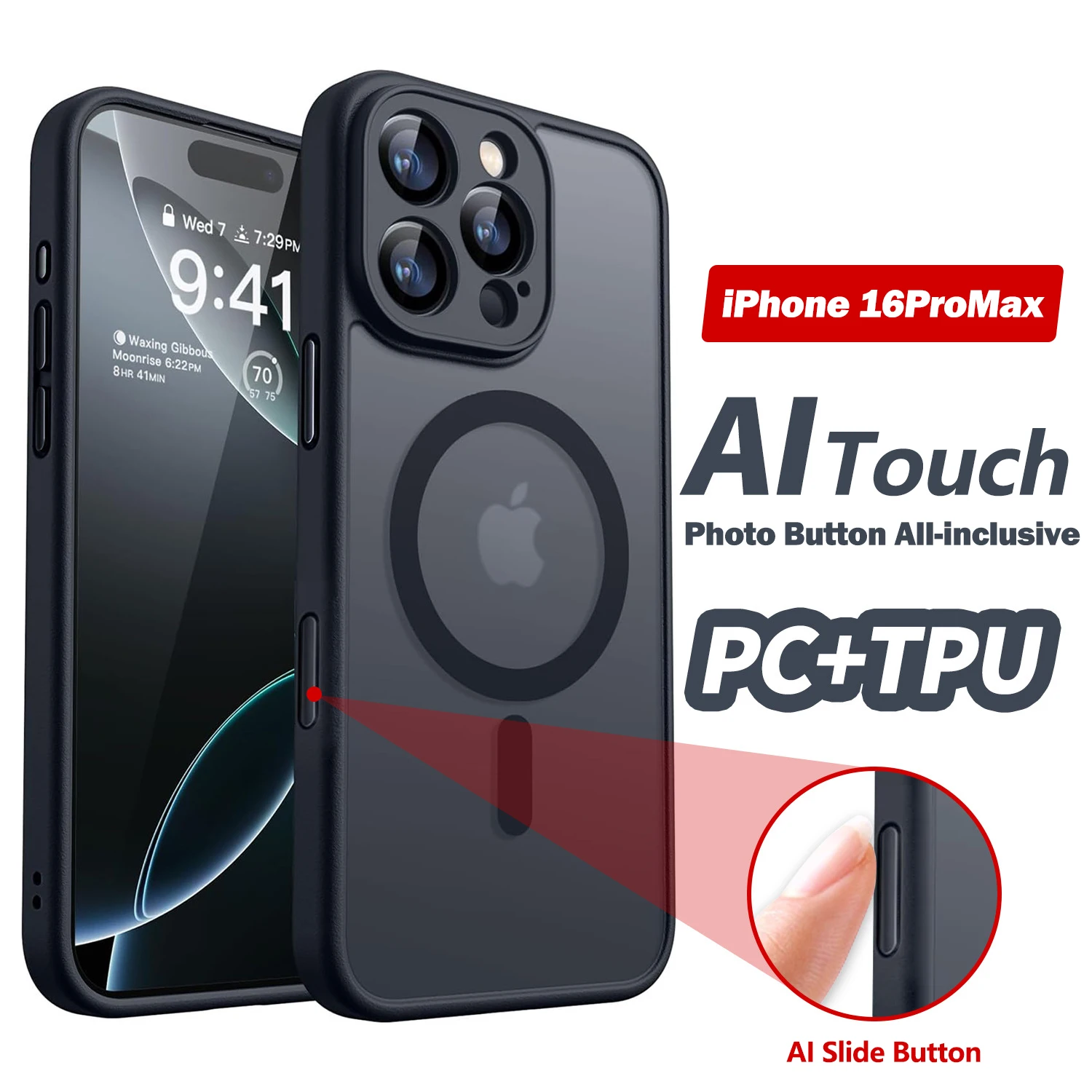 

Magnetic for iPhone16 16Plus 16Pro 16ProMax Case, Full Camera Protection Compatible，For Magsafe, Frosted anti-fall hard shell