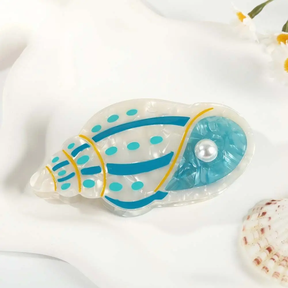 

Sweet Fish Hair Claw Contrast Color Waterproof Conch Shark Clip Headwear Starfish Acetic Acid Hair Claw Ponytail Holder