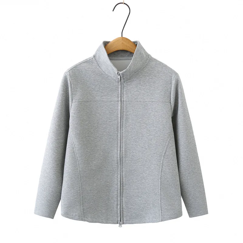 

Women Plus Size Long Sleeve Cardigan Jacket Double Zip Up Stand Collar Casual Hoodies Coat 7067