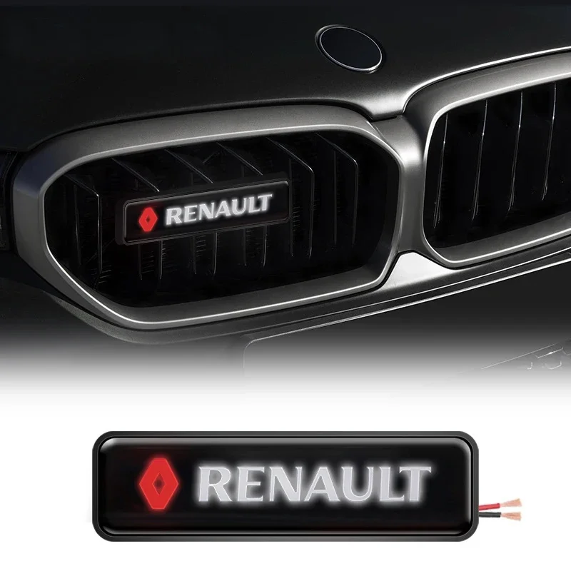 Car Front Cover Grille Lamp Emblem Decor Lightings LED Lights For Renault Megane 3 4 Twingo Clio Talisman Captur Trafic Scenic 2