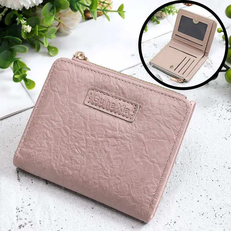 ผู้หญิง Mini Retro PU หนังสั้นกระเป๋าสตางค์ Retro แฟชั่นเหรียญเงินกระเป๋า Ins กระเป๋าเหรียญความจุขนาดใหญ่