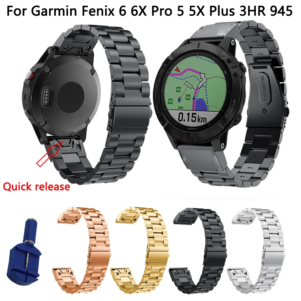 22 26mm Strap for Garmin Fenix 6 6X Pro 5X 5 Easyfit Quick Release Bands Metal Stainless Steel Watchband Fenix5 Fenix6 Bracelet