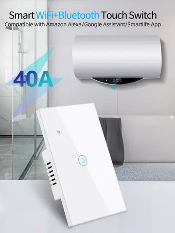 40A Tuya 스마트 Wifi 온수기 보일러 터치 벽 스위치 에어컨 조명 타이밍 EU 미국 브라질 App For Alexa Google 홈