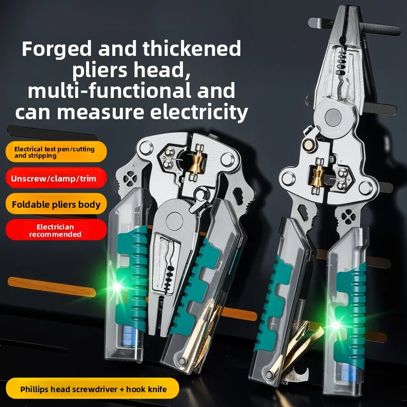 

Folding Wire Stripper Capable Of Measuring Electricity Multifunctional Electrician Pliers, Professional-grade Electrician Tools