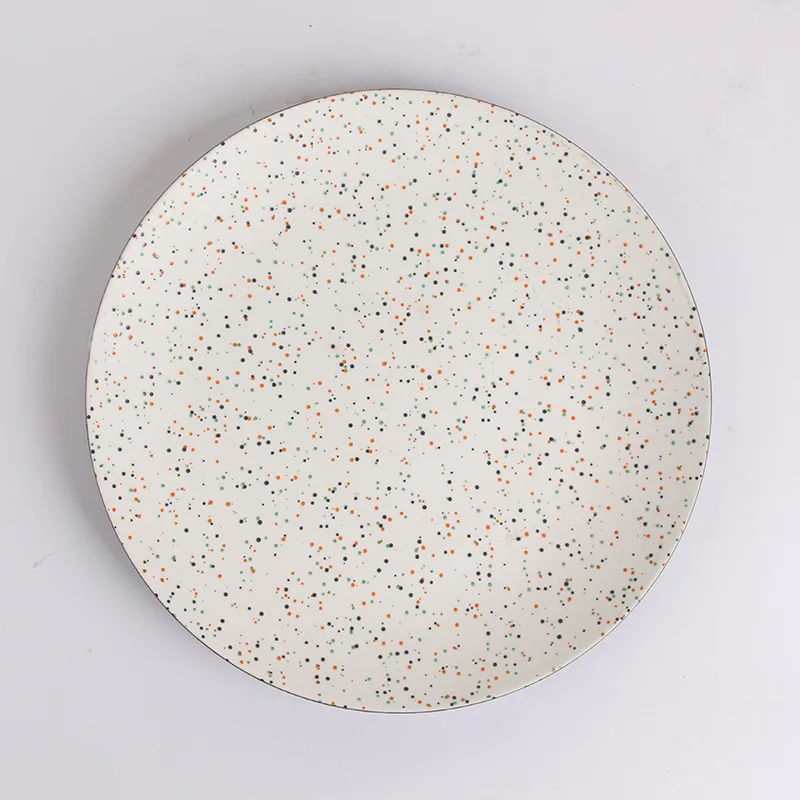 Terrazzo Texture Ceramic Plate Nordic Modern Large White Fruit Snack Dessert Plate Afternoon Tea Tableware Home Decoration