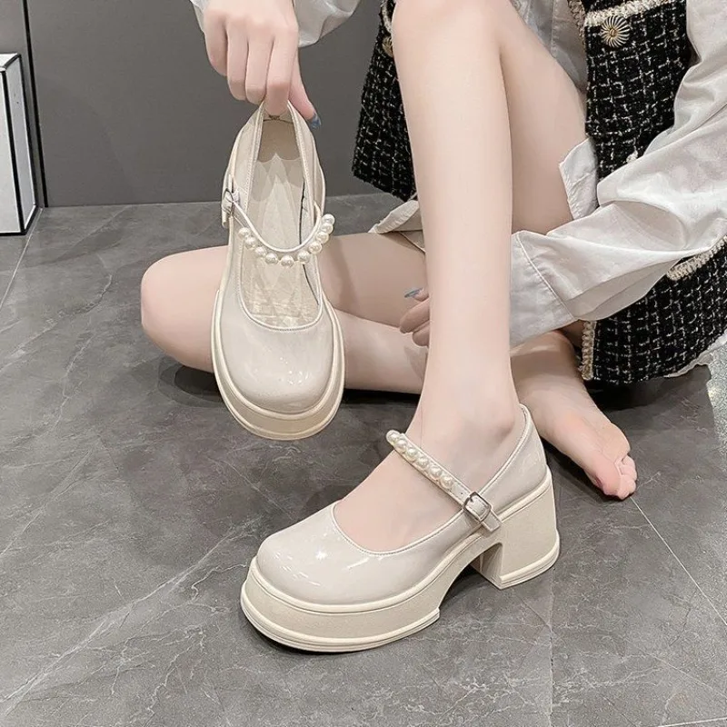 

Women's 2025 Autumn New Arrival French Sophisticated Platform Thick Sole Mary Jane Leather Flats For Dresses