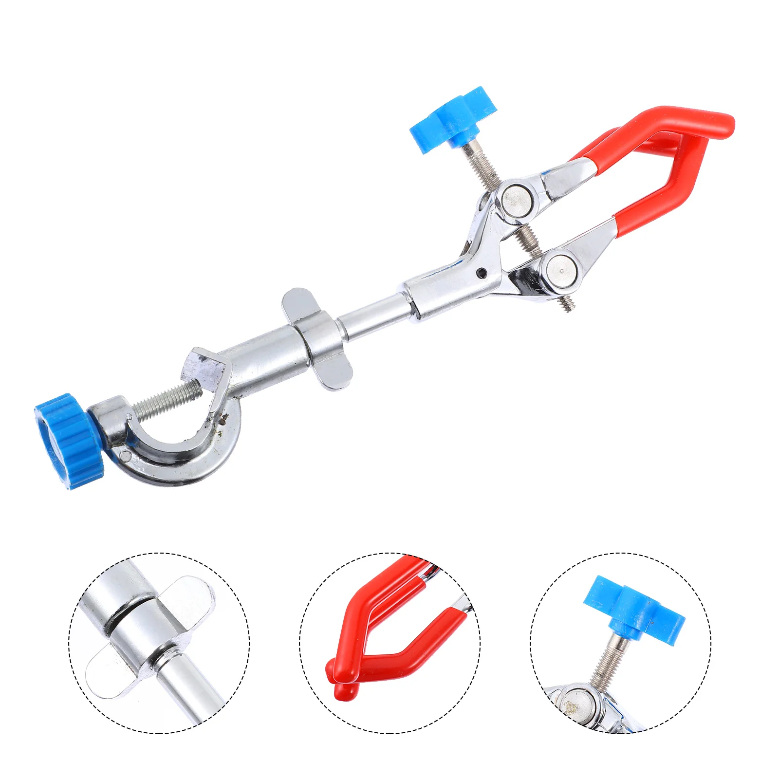 Laboratory 3 Prong Clamp Single Adjustment Ergonomic Handle Firm Grip Avoid Burns Fixation Experimental