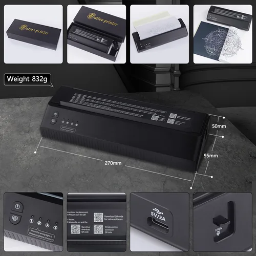 Imagen 2 del producto Ambition-máquina de transferencia de tatuajes inalámbrica, impresora térmica de plantilla con batería de 2500mAh, USB, Bluetooth, profesional con Android Ios