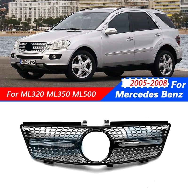 Front Grille Grill Upper Bumper Hood Radiator Mesh Grid For Mercedes Benz ML Class W164 2005-2008 ML320 ML350 ML500 Ventilation