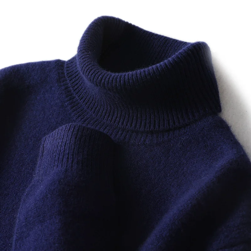 

100% Australian Wool Turtleneck Sweater Thickened Solid Color Business Casual Knitted Sweater for Women