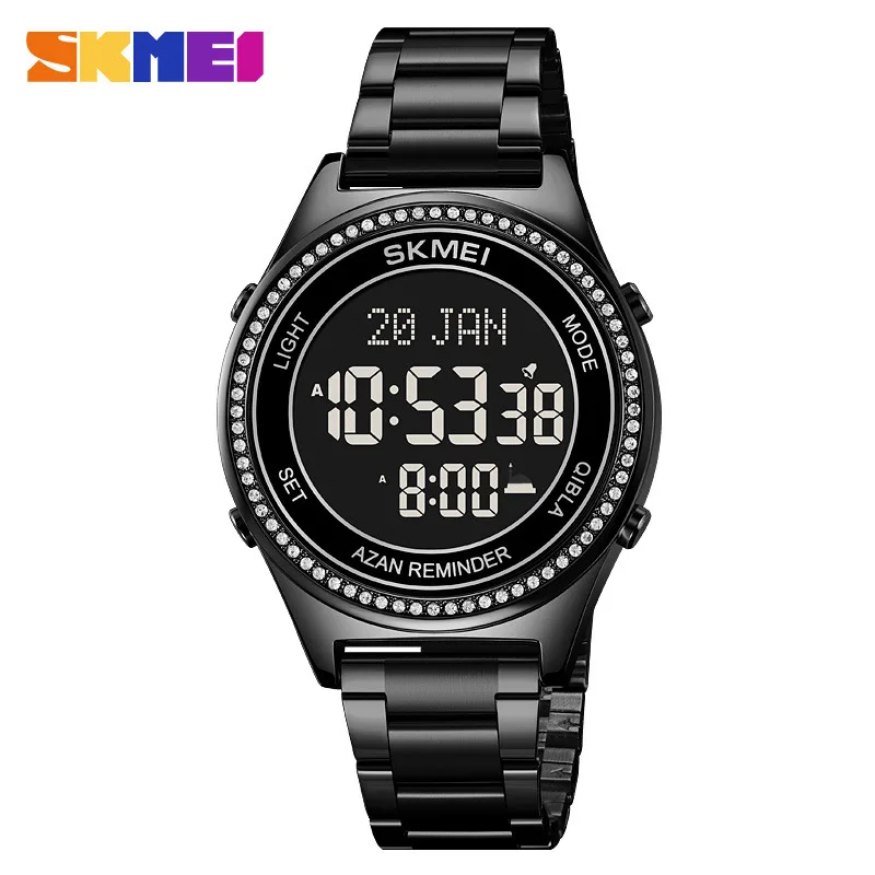 ساعة SkmeiMen الإلكترونية، إشارة مرجعية، اتجاه موجه، ساعة إلكترونية متعددة الوظائف، حزام فولاذي مستدير