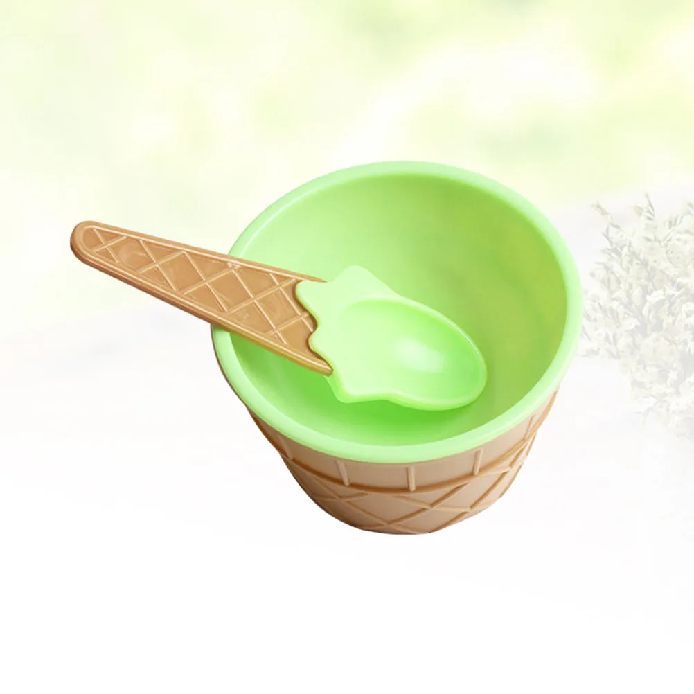 Ice Cream Bowl Set Colorful Sundae Cups Dessert Bowls with Spoons Premium Plastic Environmental Safe Non for Parties