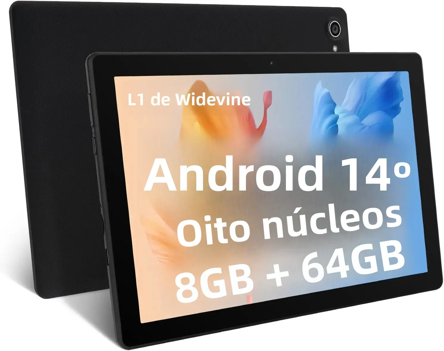 Tablet 10 Polegada android 14 octa-core 8gb ram 64gb rom 1280x800 ips tablets pc wifi6 bluetooth5.3 widevine l1 alto-falantes de câmera dupla