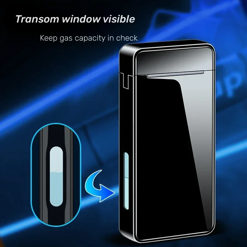

Electric Pulse Plasma Dual Arc Type-C Luminous Lighter Triple Flame Metal Windproof Blue Red Flame Torch Jet Lighter Men's Gift