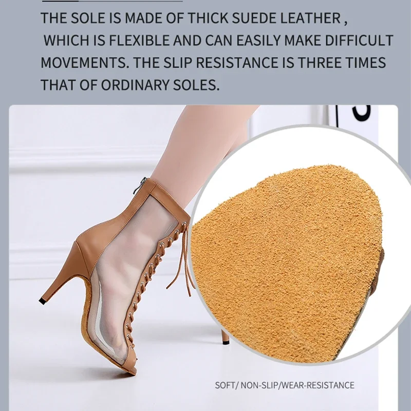 Woman High Tip Ballroom Dance Shoes Woman Ruber Insole Latino Salsa Dancing Shoes For Girls Soft Bottom Practice Latin Shoes