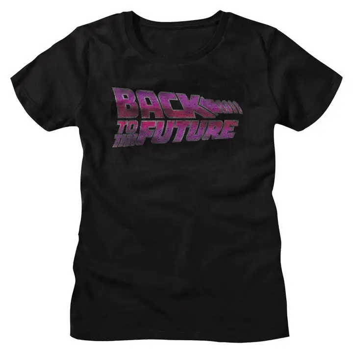 Camiseta negra de Regreso al futuro, Logo morado, Junior