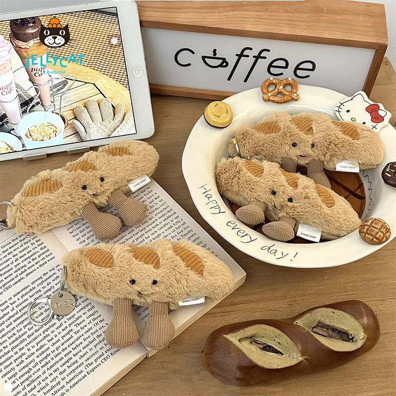 【En Stock】 Jellycat Amusant Mignon Baguette Sac Pendentif Avec Sac Baguette Porte-clés Peluche Poupée Anniversaire Noël 2026 Nouvel An Cadeau